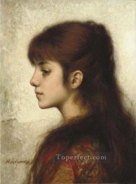 アレクセイ・ハルラモフ Painting - 瞑想する少女の肖像画 アレクセイ・ハルラモフ